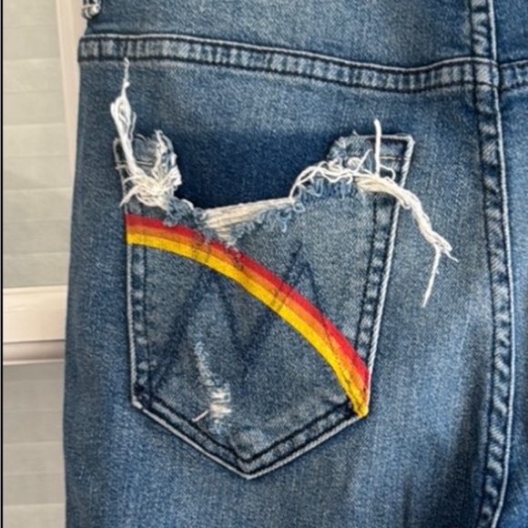 MOTHER Denim RAINBOW Pocket Jeans High Waisted Chew Dancing the Hula Size 24 - Picture 1 of 15